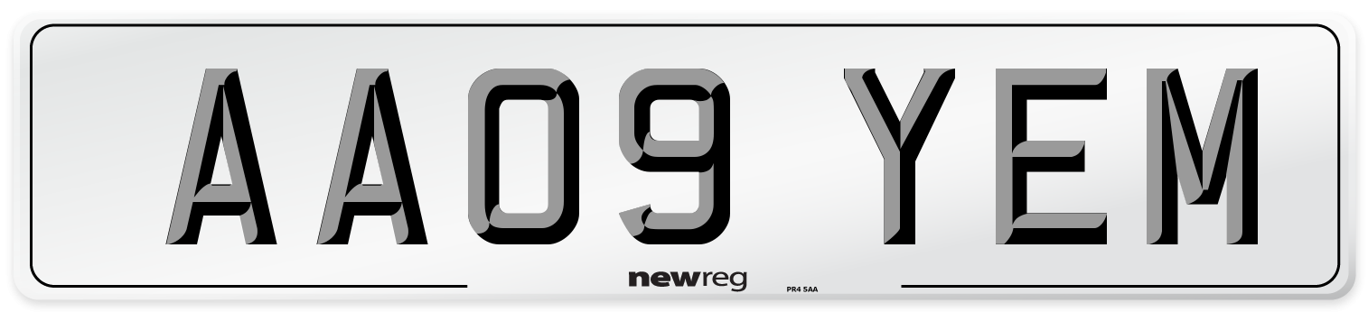 AA09 YEM Number Plate from New Reg